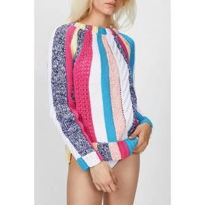 NEW SMYTHE handknit awning sweater in sherbet stripe